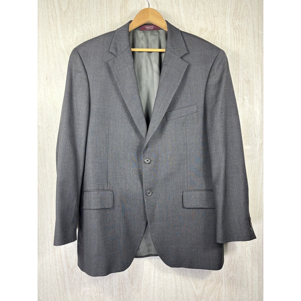 Nordstrom Mens 44R Gray Plaid Blazer Loro Piana 100% Wool Canada Sport Coat